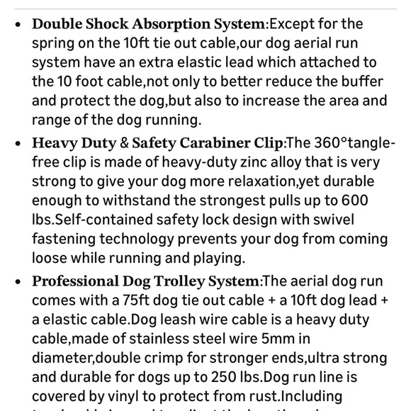 Dog Tie-Out Cable with Spring New!!! Silver - Picture 9 of 10